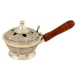 Sudbury Brass J6735 Ornate Incense Burner with Wood Handle