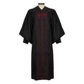 Cambridge J7152 Pulpit Robe with Double-Red Trim & Cross