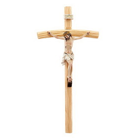 Jeweled Cross JC-0001 Val Gardena Wood Crucifix with Hand Painted Corpus