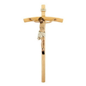 Jeweled Cross JC-0004 Val Gardena Wood Crucifix with Hand Painted Corpus