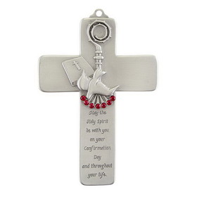 Jeweled Cross JC-3213-E Confirmation Wall Cross with Red Jewels