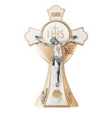 Jeweled Cross JC-4245-L Baptism Holy Mass Standing Crucifix - White