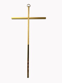 Jeweled Cross JC-857 12&quot; H Plain Gold Brass Cross (JC-857)