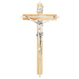 Jeweled Cross JC-8935-E Oak Crucifix With Silver Inlay
