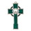 Jeweled Cross JC-9030-E Claddagh Celtic Cross with Green Shamrock Design