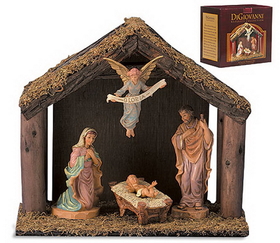 Christian Brands JC498 4-Pc Nativity Set With Wood Stable