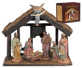 Sacred Traditions JC500 7-Pc Nativity Set with Wood Stable