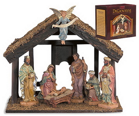 Sacred Traditions JC500 7-Pc Nativity Set with Wood Stable