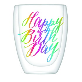 Slant Collections K1061FRN DW Stemless Glass - Happy Birthday Rainbow Font