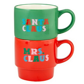 Slant Collections K3216FRN Thimblepress x Slant Stacking Mug Set - Mrs/Santa Claus