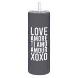 Sips L1422 Skinny Tumbler with Straw - Love