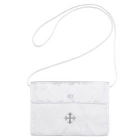 Christian Brands L5874 First Communion Satin Embroidered Cross Purse With Snap Closure