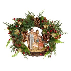 Avalon Gallery L6061 Pinecone Nativity Wreath