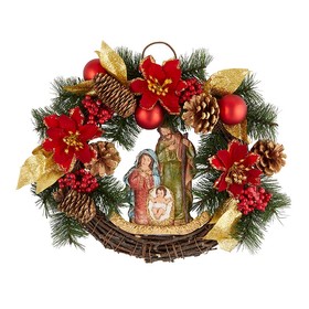 Avalon Gallery L6062 Poinsettia Nativity Wreath