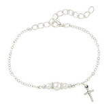 Growing In Faith L6435 Pearl Bracelet With Cross Dangle