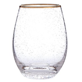 Tablesugar L6447 Gold Rimmed Stemless Wine Glass