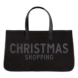 Holiday Black Canvas Tote - Christmas Shopping