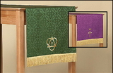 RJ Toomey LC029 Jacquard Reversible Table Runner With Cross: Purple/Green
