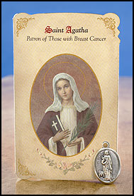 Ambrosiana MC015 Agatha Breast Cancer Healing Medal Set