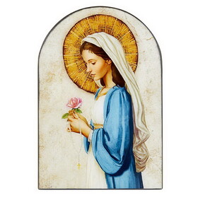 Avalon Gallery N0024 Arched Wood Plaque - Madonna Of The Rose