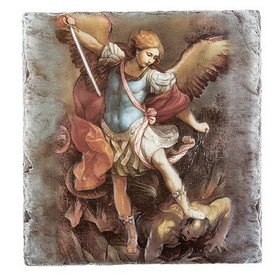 Avalon Gallery N0027 Square Tile Plaque with Stand - Saint Michael