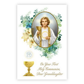 Alfred Mainzer N0244 Greeting Card - On Your First Communion, Granddaughter