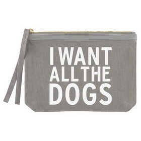 Hold Everything N0606 Grey Canvas Pouch - All The Dogs