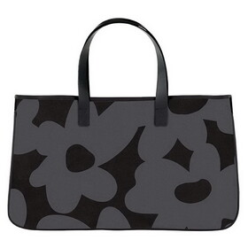Hold Everything N0616 Black Canvas Pattern Tote - Flowers