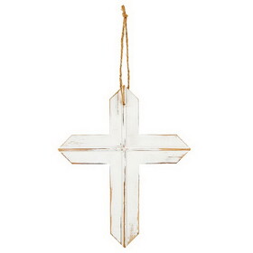 Spiritual Harvest N0680 11" Hanging Wood Cross - White