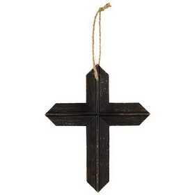 Spiritual Harvest N0681 11" Hanging Wood Cross - Black