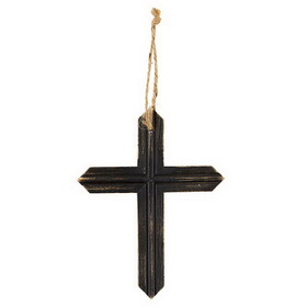 Spiritual Harvest N0683 7" Hanging Wood Cross - Black