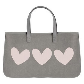 Stephan Baby N2029 Grey Canvas Tote - Hearts