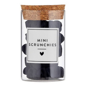Bella N2673 Mini Satin Scrunchies Jar - Black Solid