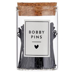 Bella N2678 Black Bobby Pins in Jar - Standard