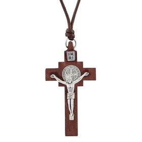 Creed N5058 Monte Cassino Collection - Saint Benedict Cord Necklace With Wooden Crucifix