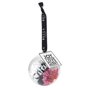 Bella Round Ornament Scrunchie - Black +White Stripe