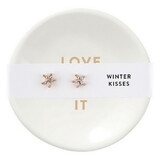 Fleur Jewelry N5934 Holiday Stud Earrings & Trinket Tray Sets - Winter Kisses