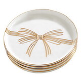 Holiday N6015 Gold Bow Appetizer Plates - Metallic Gold Bow - Set of 4