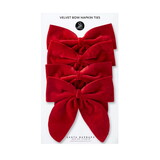 Holiday N6260 Velvet Bow Napkin Ties - Red - Set of 4