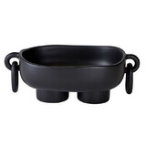 Tablesugar N6478 Resin Footed Oblong Bowl with Rings - Black
