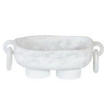 Tablesugar N6494 Resin Footed Oblong Bowl with Rings - White