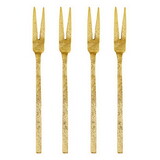 Tablesugar N6525 Hammered Gold Appetizer Forks - Set of 4