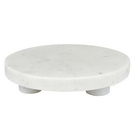 Tablesugar N6529 White Mable Footed Tray - 6"Dia