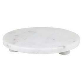 Tablesugar N6530 White Mable Footed Tray - 8"Dia
