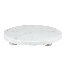 Tablesugar N6531 White Mable Footed Tray - 10"Dia