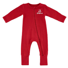 Stephan Baby N6560 Waffle Knit Cozy Romper - My First Christmas