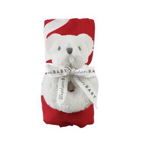 Stephan Baby N6579 Swaddle Blanket + Plush Bear Rattle - My First Christmas