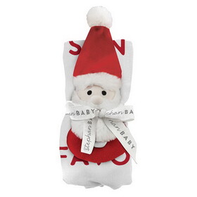 Stephan Baby N6580 Swaddle Blanket + Plush Santa Rattle - Santa's Favorite
