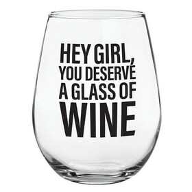 Heartfelt N6901 Stemless Wine Glass - Hey Girl