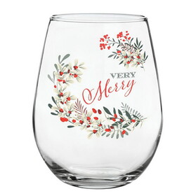 Heartfelt N7034 Stemless Wine Glass - Very Merry